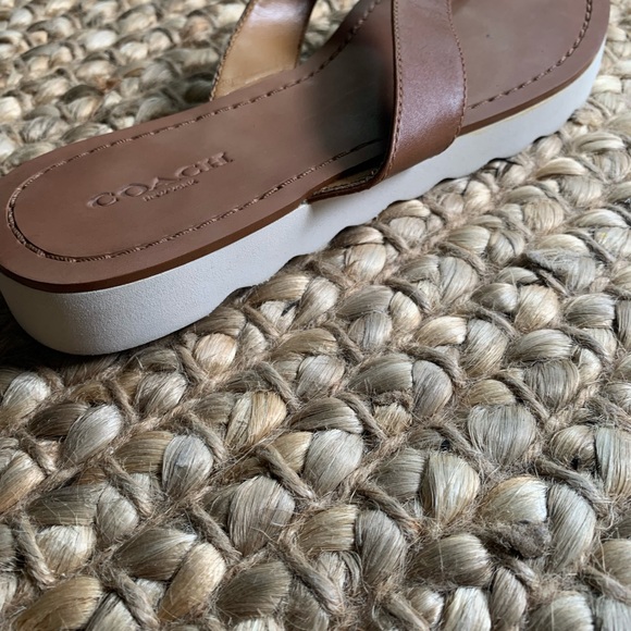 Coach Women's Tan Leather Sandals - Picture 5 of 5